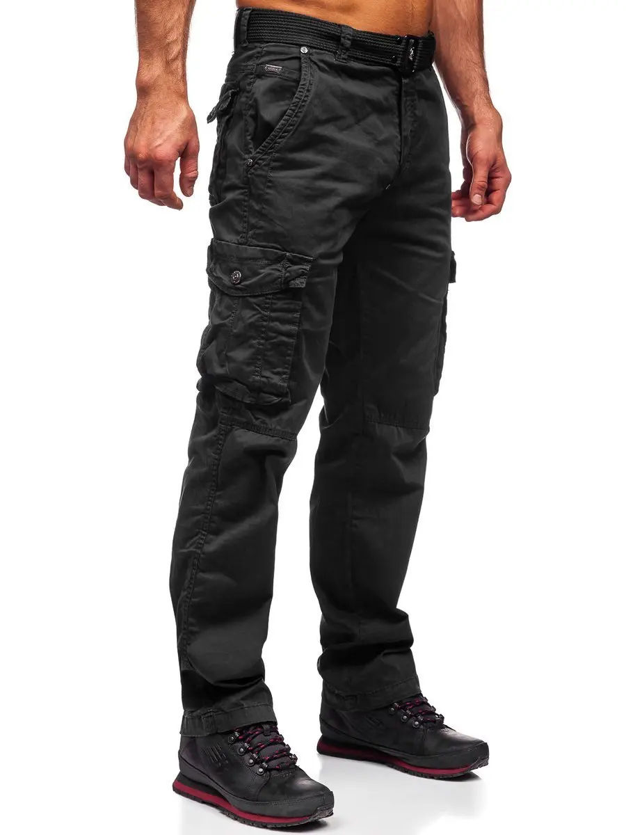 Брюки-карго для мужчин джоггеры темно-зеленые брюки-карго с карманом на молнии сбоку из 100% хлопчатобумажной ткани