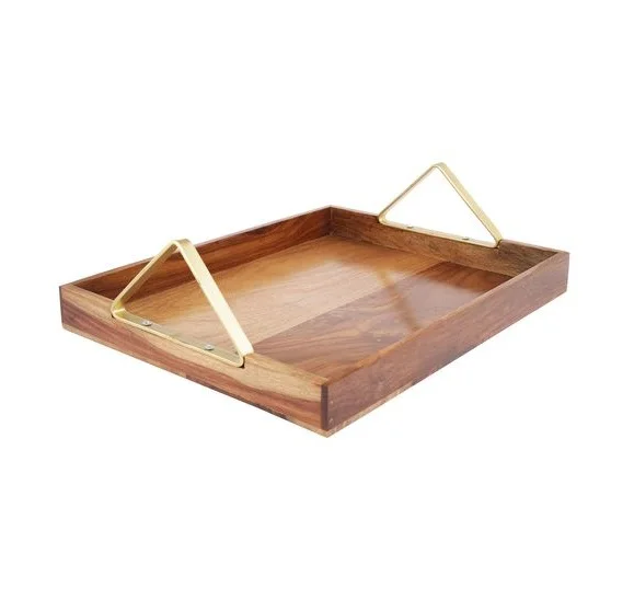 Деревянный сервировочный поднос с логотипом на заказ от производителя деревянный ручной работы из Индии