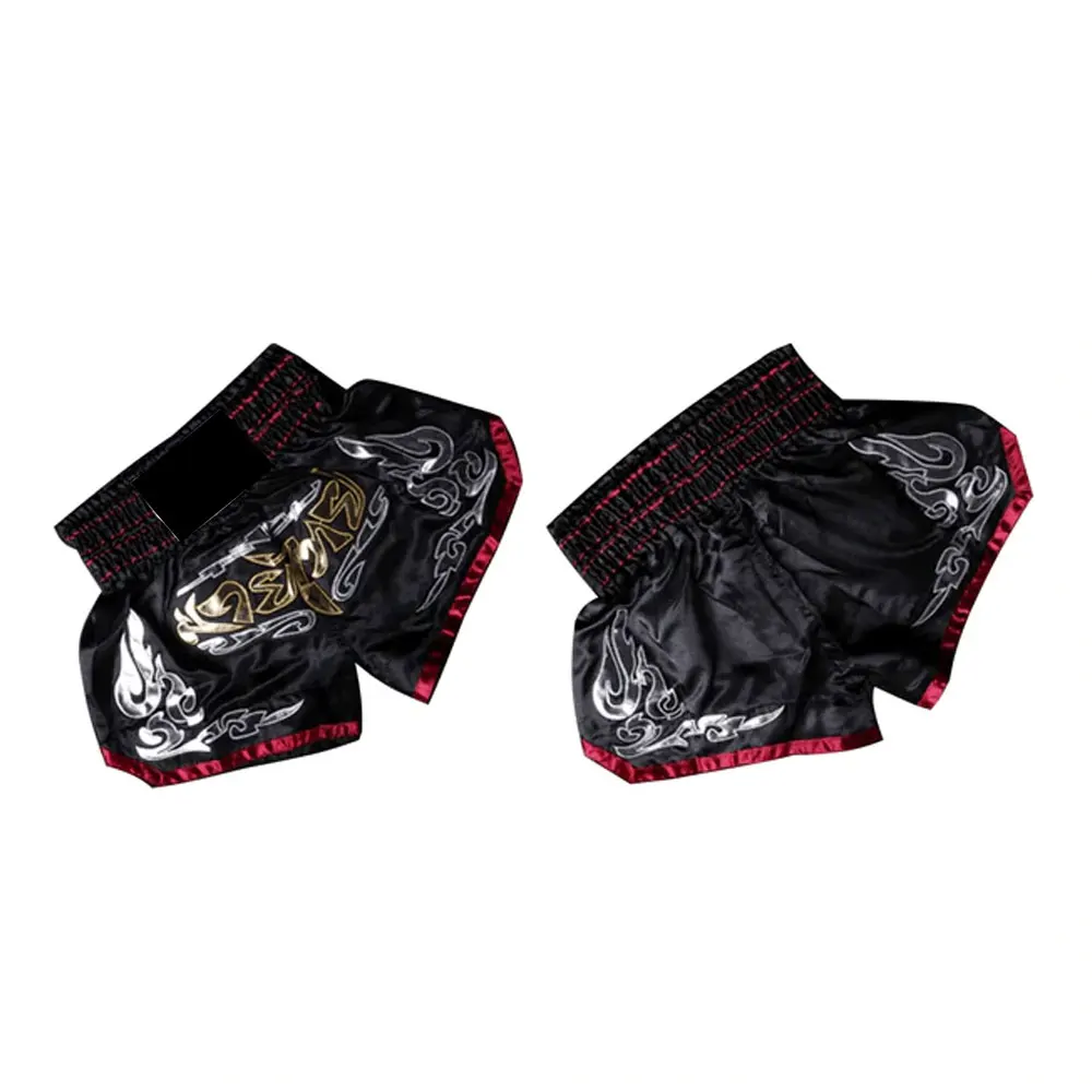 Wholesale Plain Fight Mma Custom Logo Kick Boxing Muay Thai Shorts Pink Purple Black Red White Light XXL Cotton Blue Embroidery