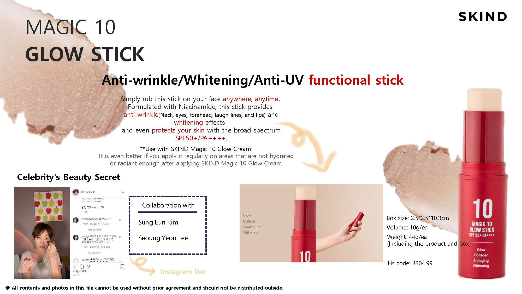 SKIND MAGIC 10 GLOW STICK SUNCREAM (SPF 50+/PA++++) Made in Korea High Quality Private Label Best  Wholesale  OEM ODM Amazon