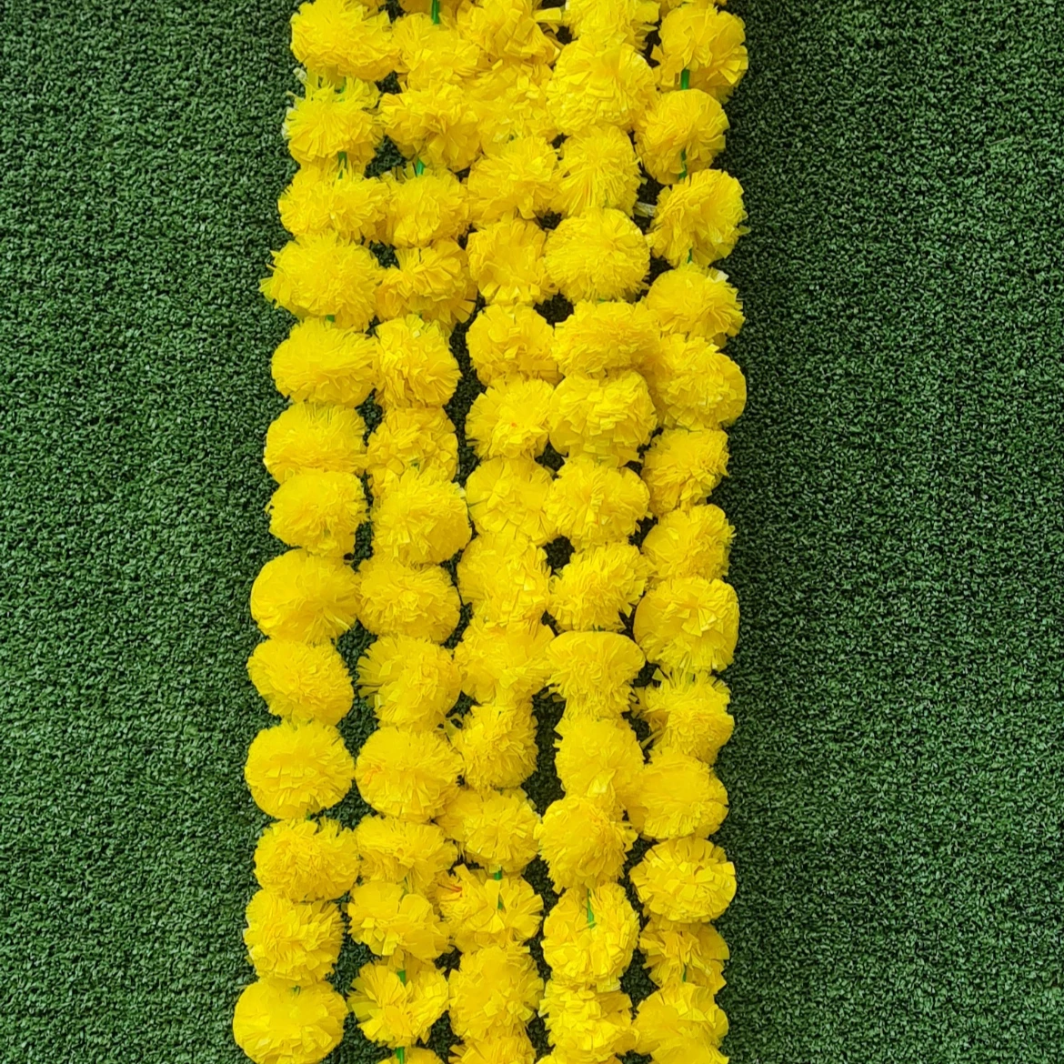 Hot Sale  Artificial Marigold flower garlands 5 ft long- yellow use in parties, celebrations, Indian weddings themed event