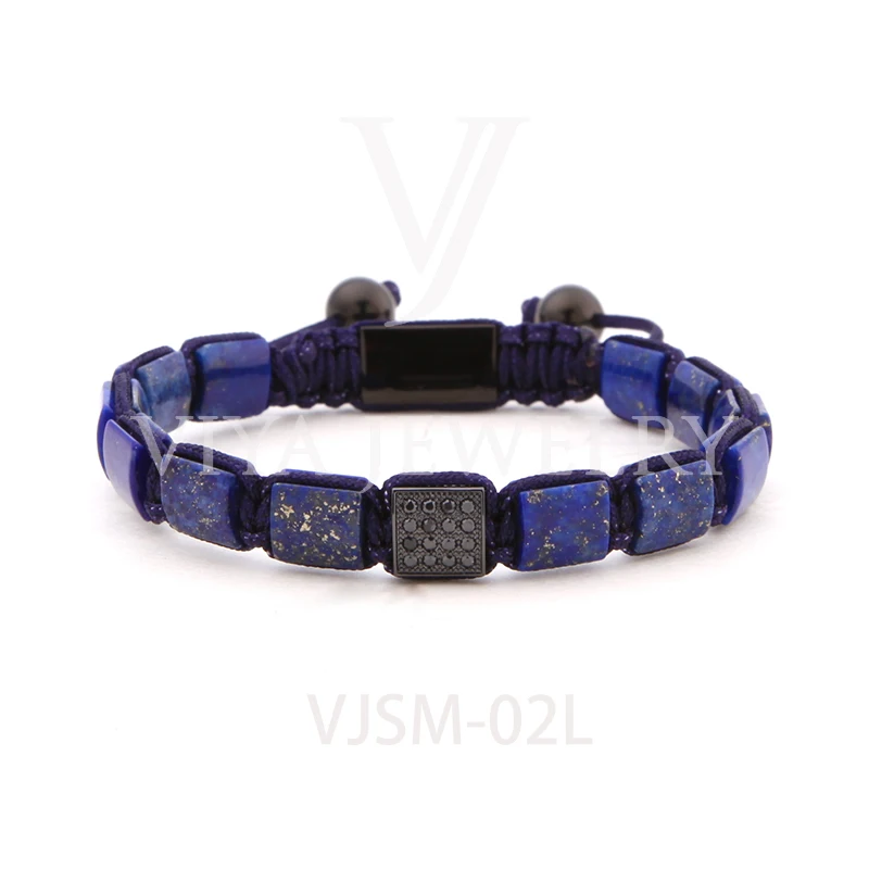 Luxury 10*10mm Square Gemstone Men Bracelet Custom Logo Bracelet