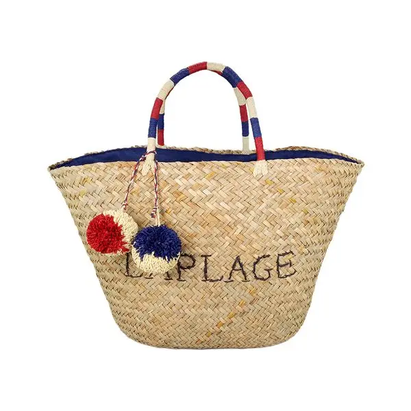 Black shopper large seagrass beach bag handmade durable seagrass tote bag casual modern for lady