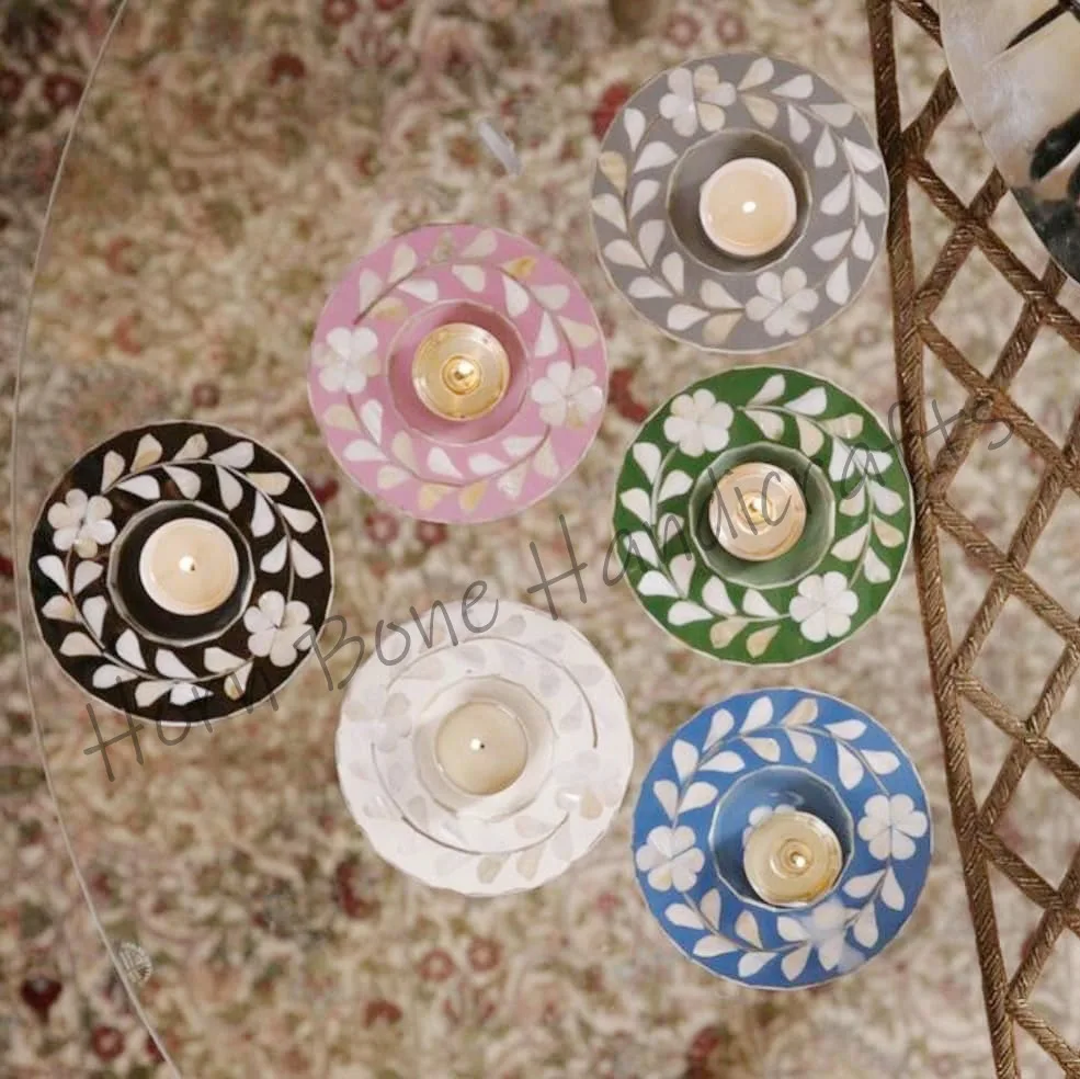 New Design Indian Handmade Mother Of Pearl Bone Inlay Tea Coaster Tea Saucer Set For Coffee Table Trays Coasters Set Qatar Dubai