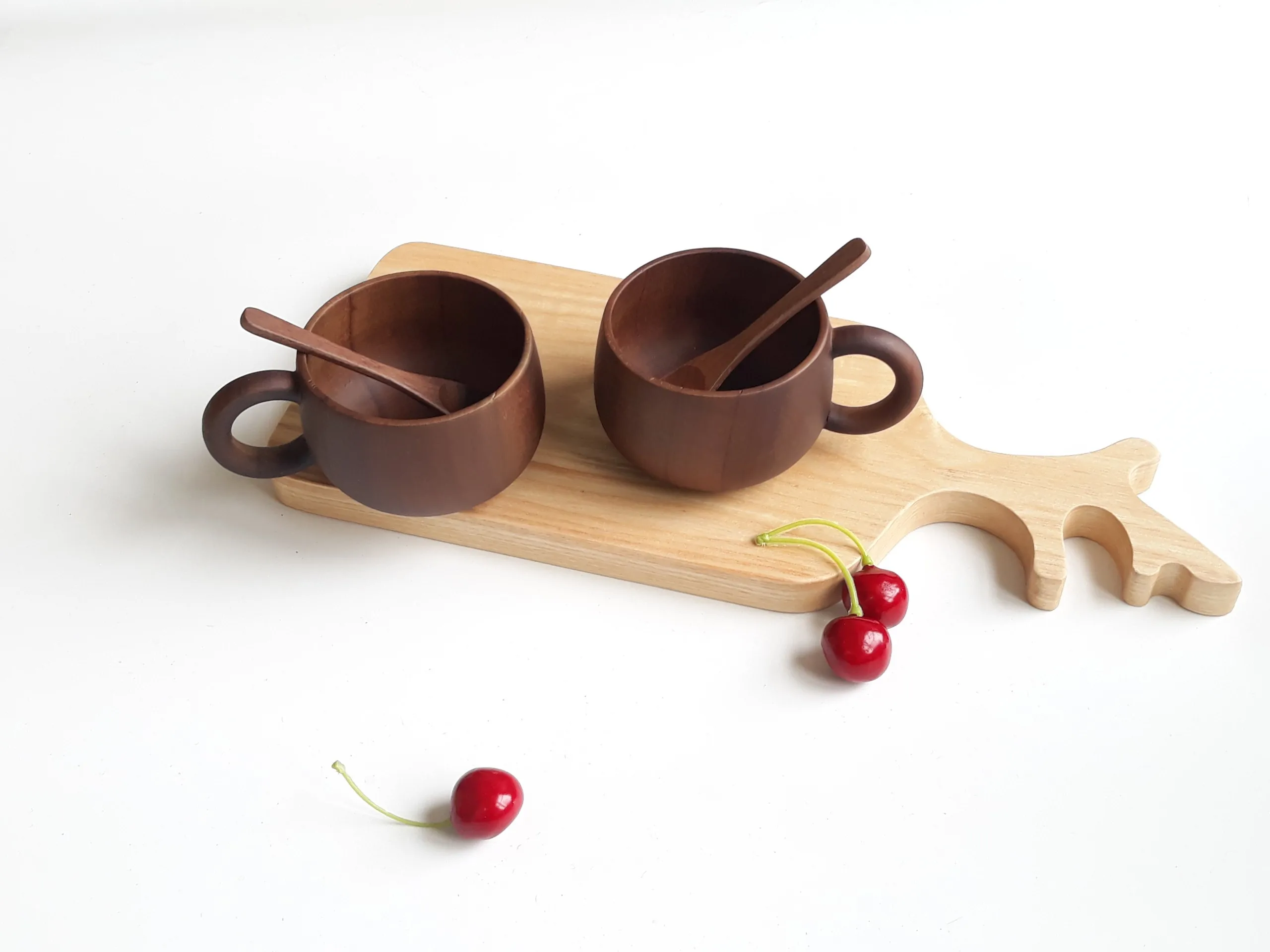 Black acacia WOODEN COFFEE-TEA CUP SETS eco-friendly factory directly for wholesale from Vietnamese supplier