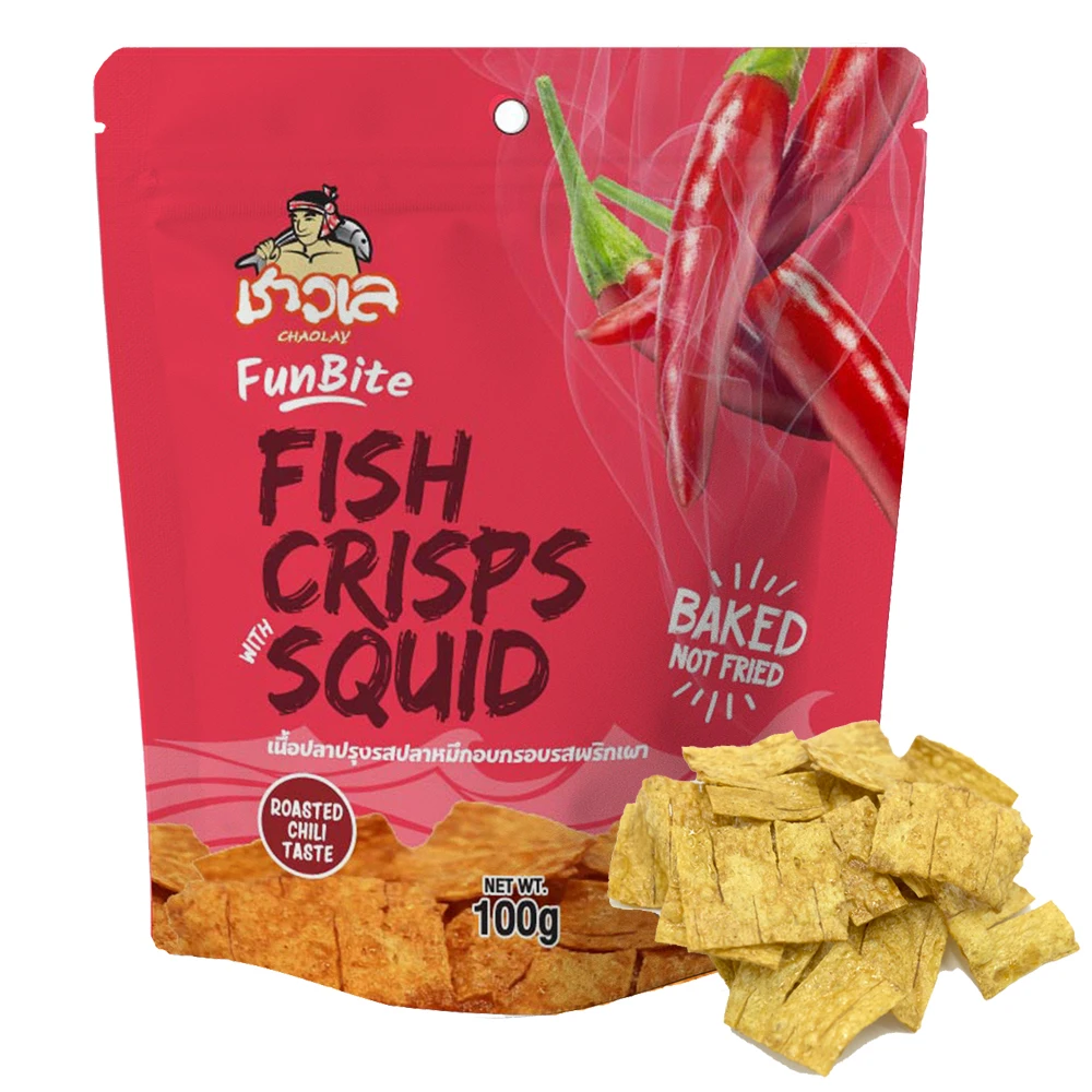 HACCP Certified Fish Crisps Squid Roasted Chili Flavor - High Quality Asian Spicy Dried Seafood Snack