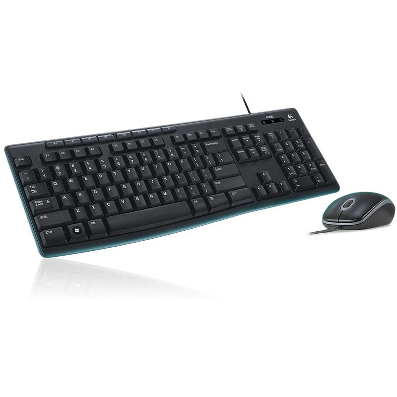 Комплект Logitech MK200 проводная мышь и клавиатура USB компьютерная мультимедийная черного цвета