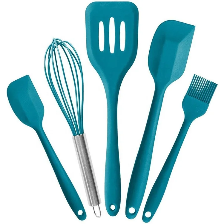 Набор силиконовых кухонных принадлежностей Home Basics, 5 предметов, высокая термостойкость до 480F, гигиенический цельный дизайн, большой и маленький Sp