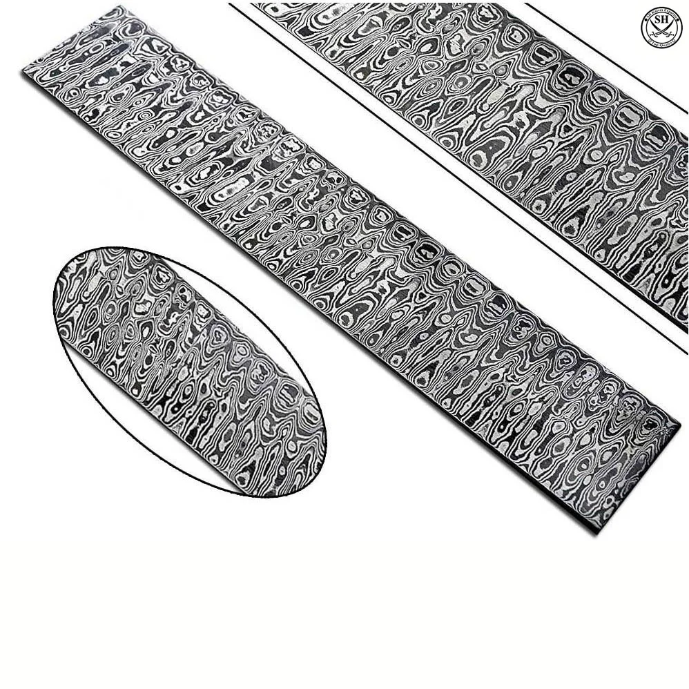 custom handmade Damascus steel billet bar for knife making Ladder Pattern