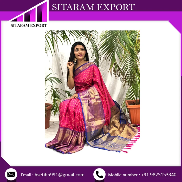 Best Kanchi Border And Pallu Comes Pure Leaf Big Border  Stylish Saree Buy For Lowest Price