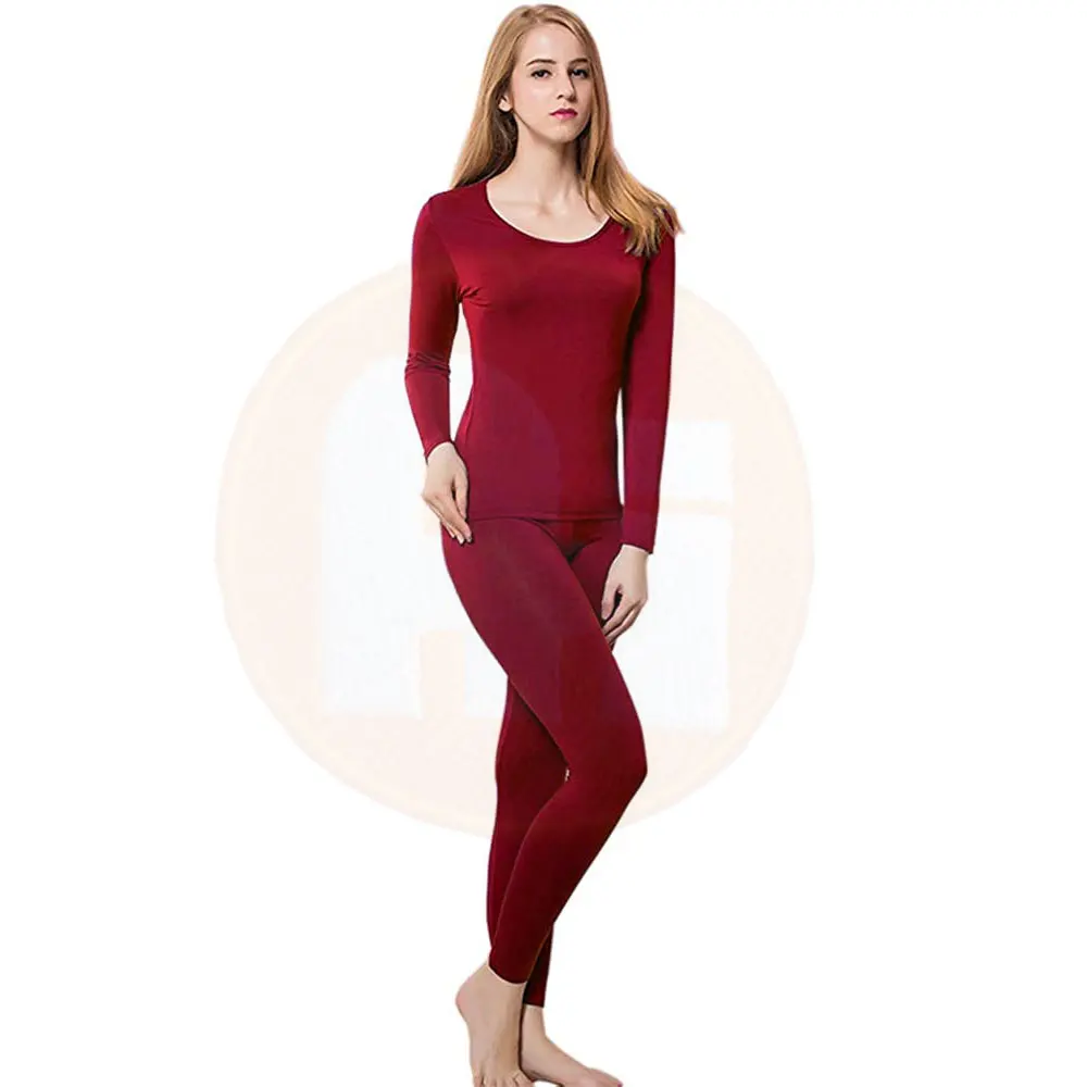 Women Long Johns Ultra Soft Long Top And Bottom 2 Pieces Set Breathable Stretch Thermal Under Wear For Women