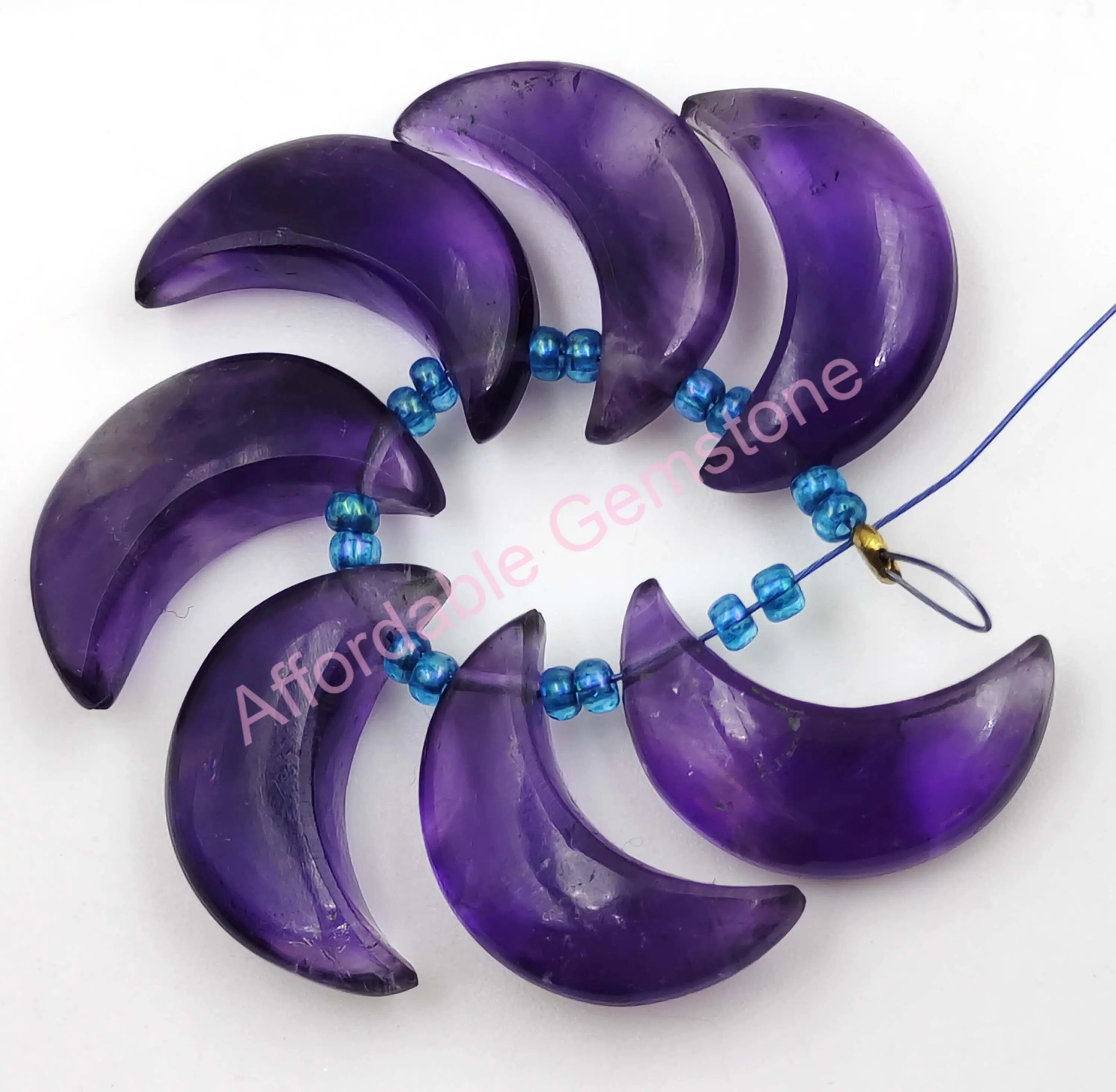 Натуральный Аметист кабошон драгоценный камень сверху бусины и драгоценные камни в форме Луны ювелирные изделия оптовая продажа из натурального камня