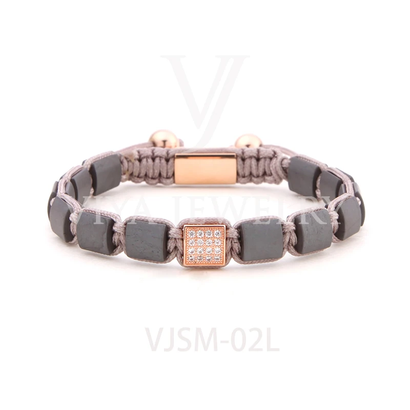 Luxury 10*10mm Square Gemstone Men Bracelet Custom Logo Bracelet