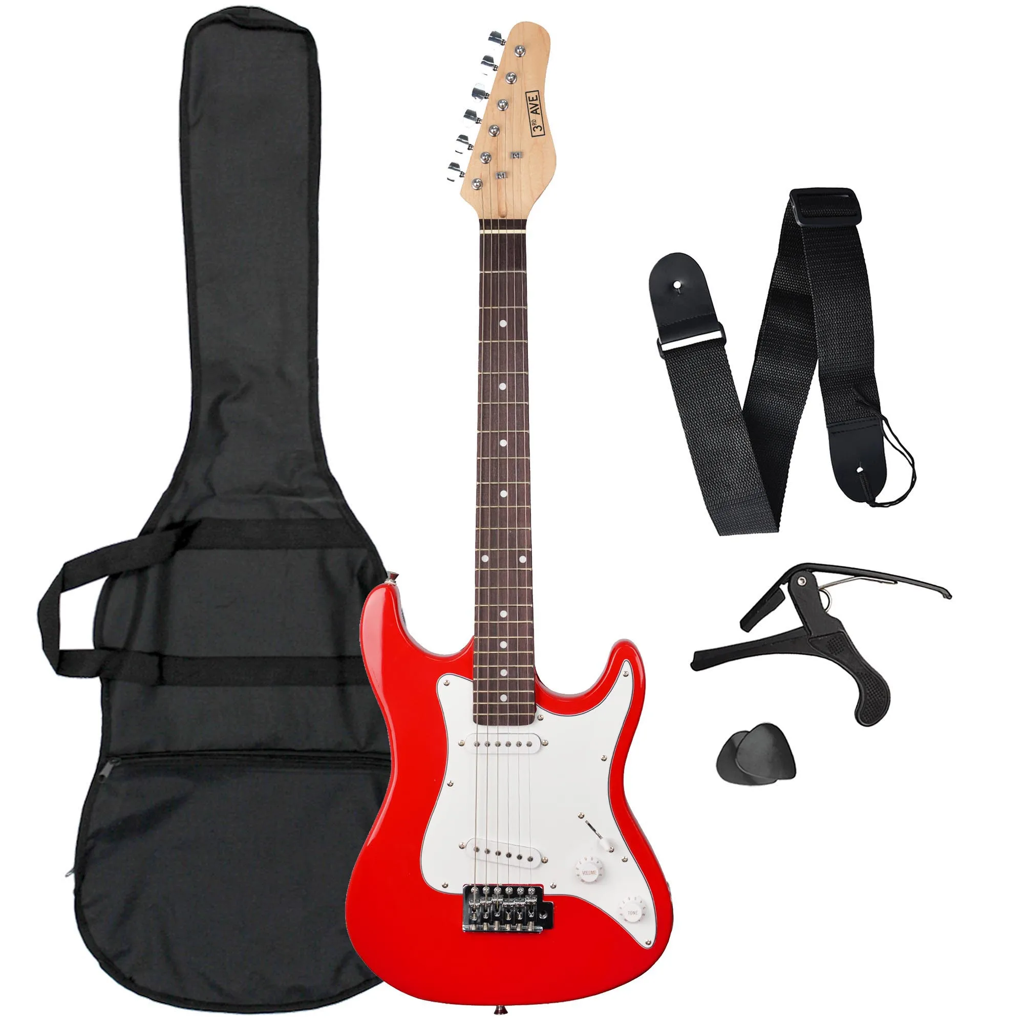 3rd Avenue XF203 3/4 Size Electric Guitar with Gibag, Strap, Picks and Capo