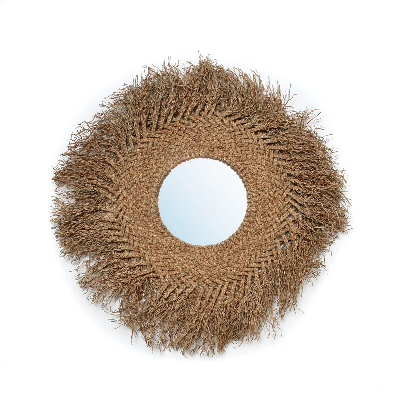 Vietnam Rattan Mirror Large Beauty Round Decorative Woven Wood Wicker Frame Rattan Wall Mirror