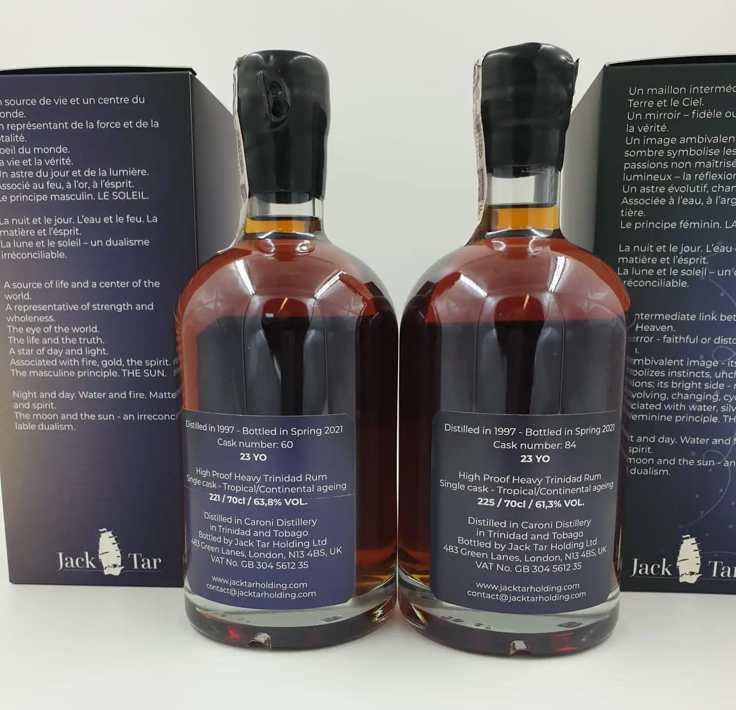 Cosmic Series Caroni - La Lune & Le Soleil - Two Single Cask Rum - Distilled at Caroni Distillery - Trinidad Rum - 2x 700ml