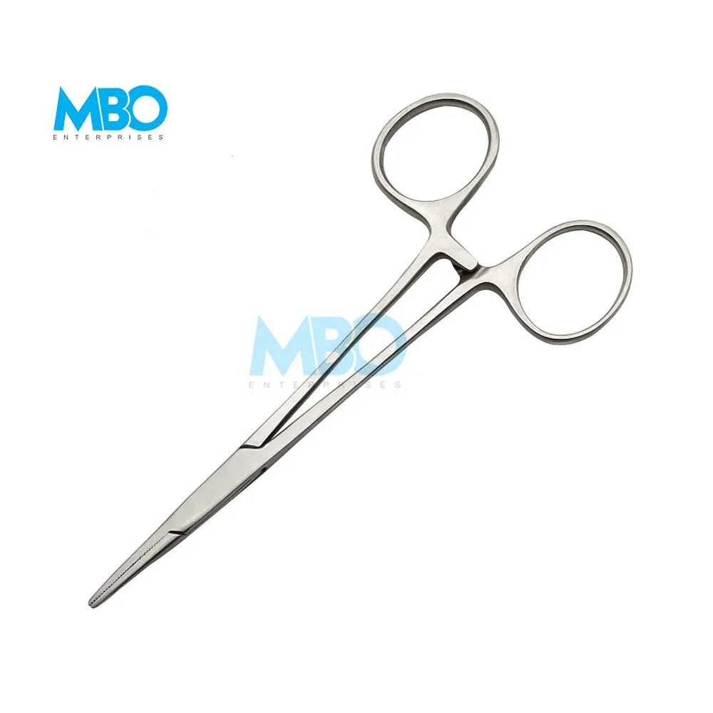 Single Use Disposable Micro Mosquito forceps Curved ratcheted finger ring hemostatic forceps 12.5cm