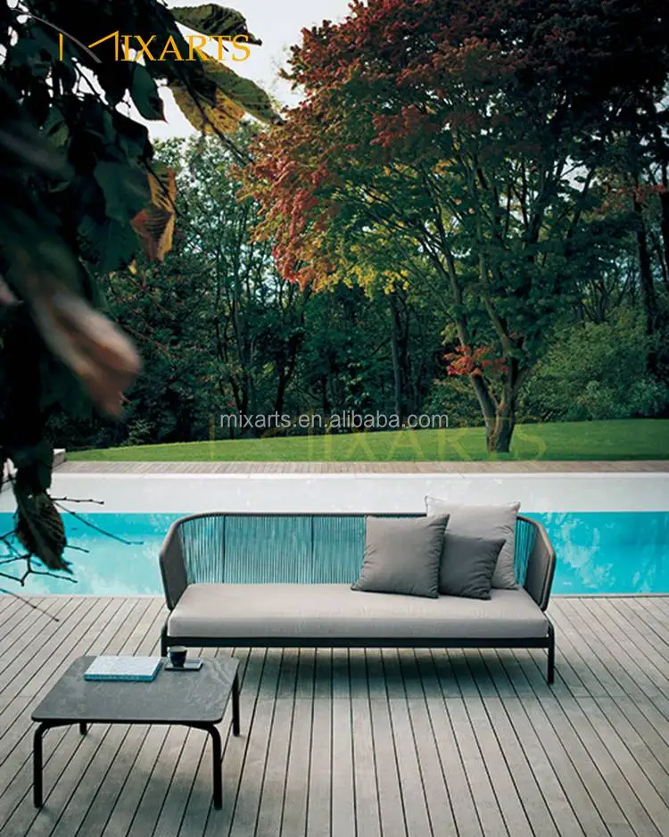 
Luxury Modern Vintage Outdoor Furniture Natural Rattan Webbing Wicker Cane 3 Seater Sofa 