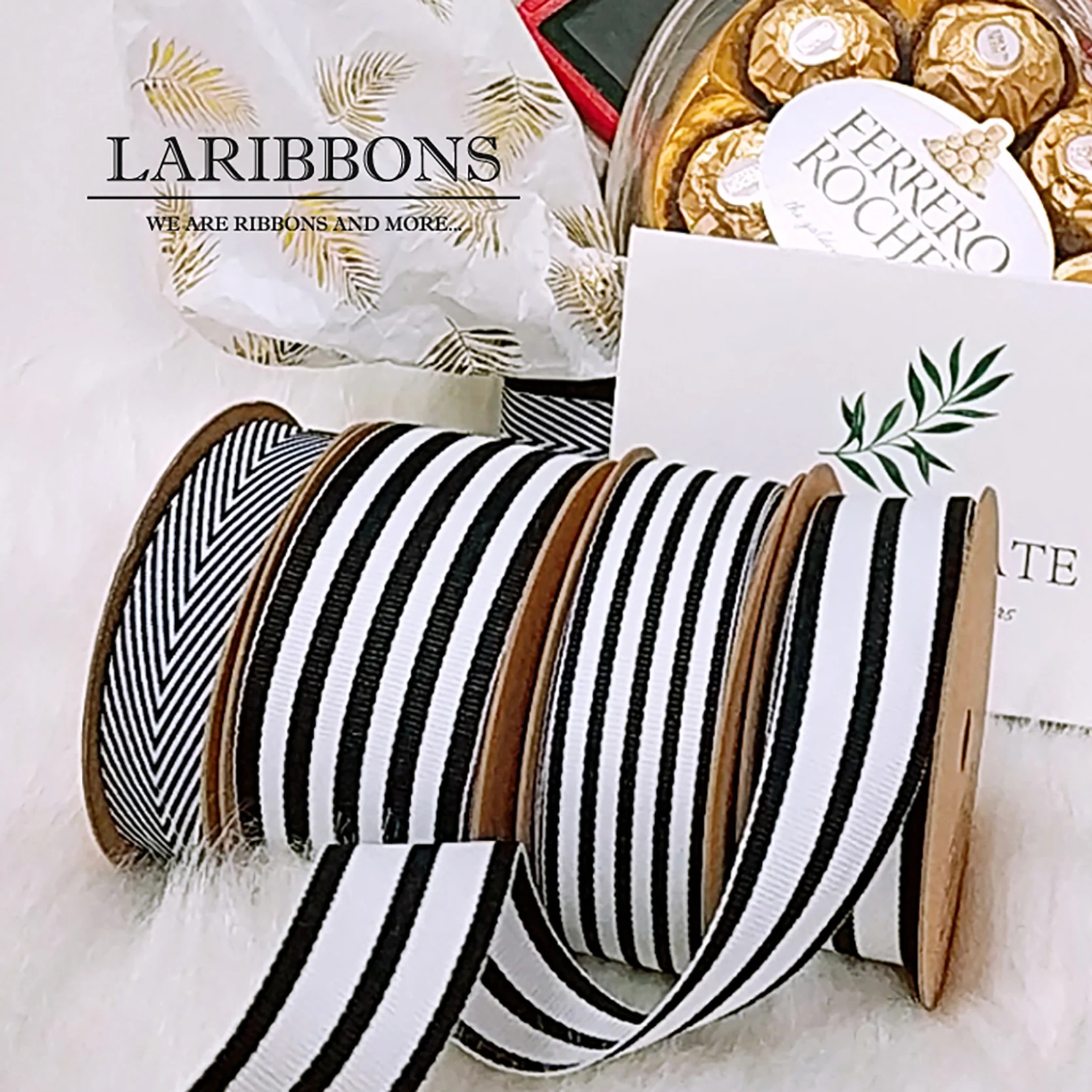 HOT SALE Gift Box Wrapping Ribbon Black and White Striped Grosgrain Ribbon