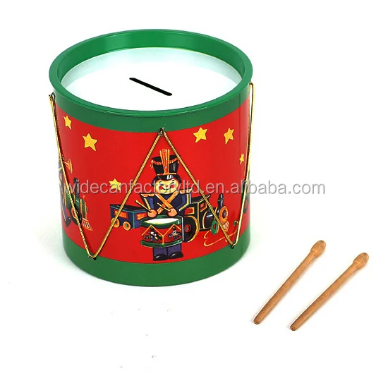 
Factory price wholesale Drum metal tin box for toys and stationery Drum shape metal can 
