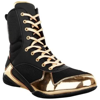 
black and gold boxing shoes 