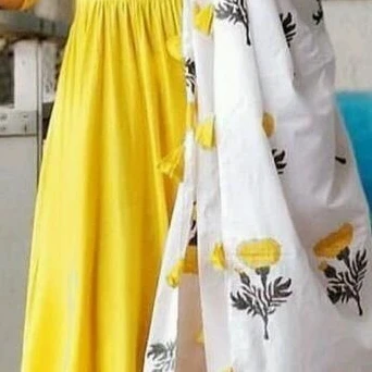 YELLOW EMBROIDERED LATEST SUIT WITH DESIGNED DUPATTA WITH WHITE PALAZZO