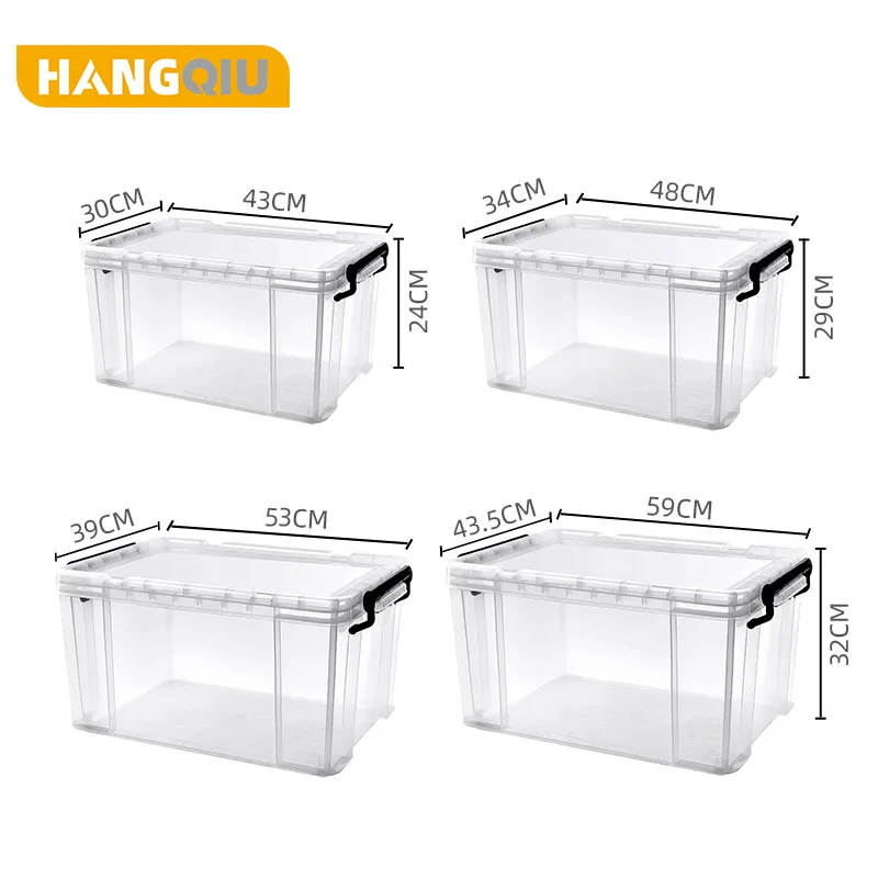Wholesale small large capacity clothing organizer office storage transparent plastic pp storage box container