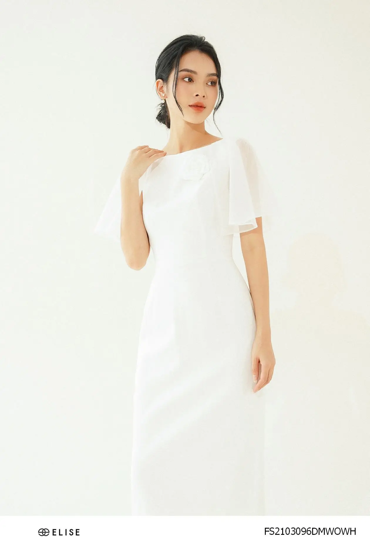 Elegant Trend High Quality Fashion Ladies Best Seller Mixed Silk White Dress 2021 Women