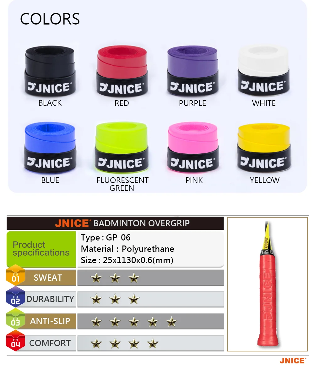 
jnice tack plus overgrip for badminton racket gp-06 