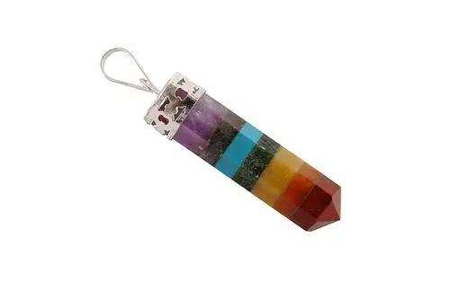seven chakra pencil bullet point crystal charms bonded pendant men women 7 natural stone for jewelry