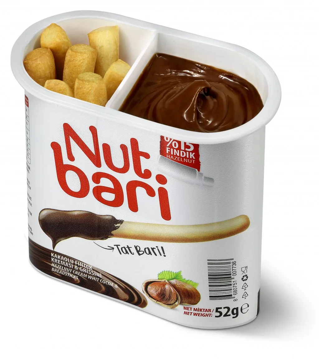 
HIGH QUALTY NUTMASTER HALAL CERTIFIED CHOCOLATE NUT SPREAD PASTE WITH BREADSTICKS 