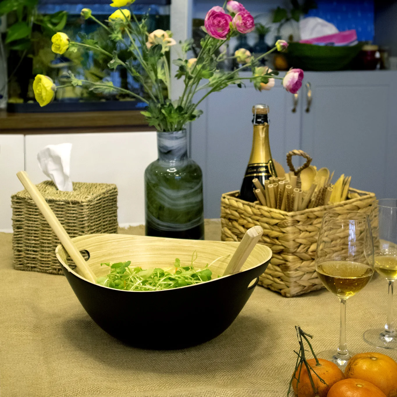 Вьетнамская Салатница ручной работы из натурального бамбука тарелка для фруктов десерта ланча-бамбуковый салатный/сервировочная чаша декоративная