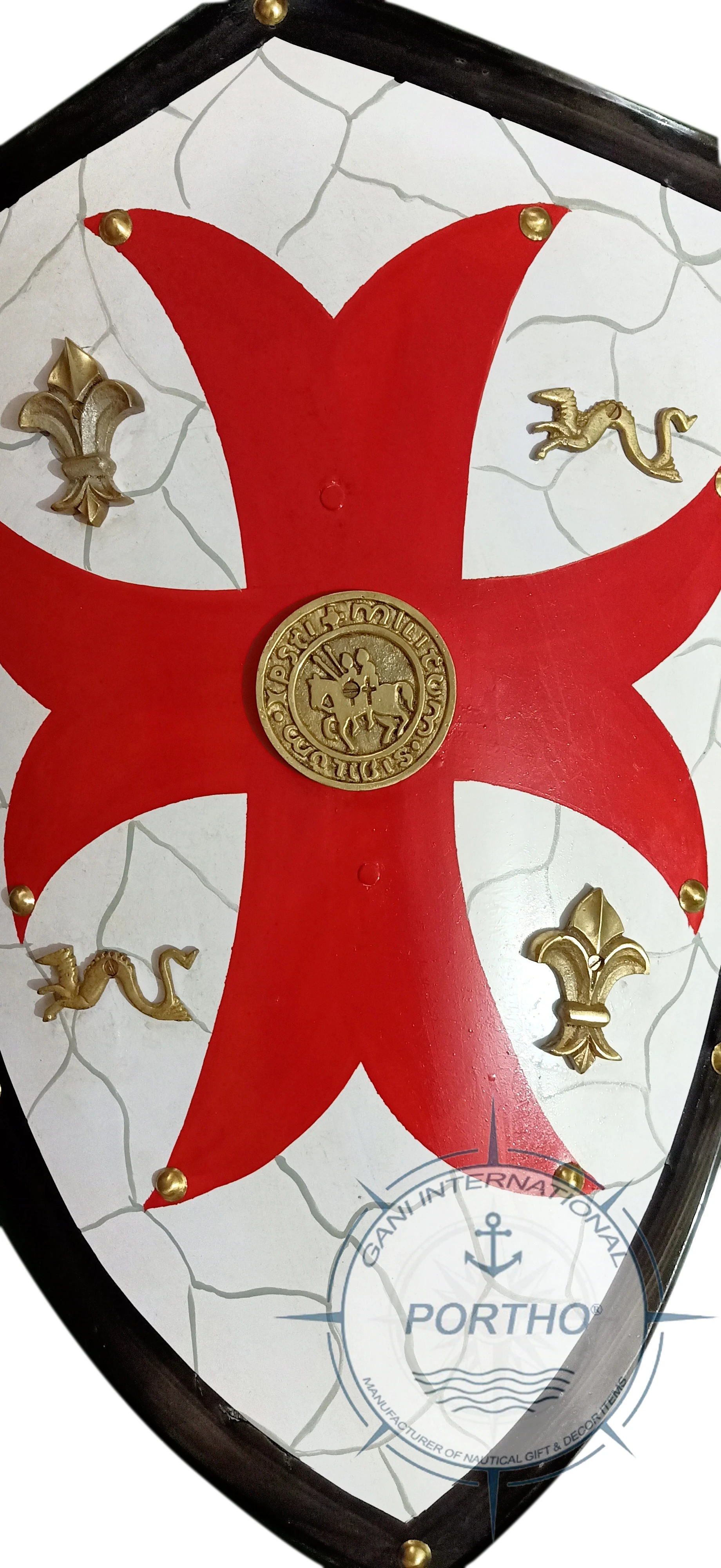 Knight Templar Royal Crusader Shield - Red Cross Heavy Cavalry Combat Ready For Battle Armor Shield Arms Costume