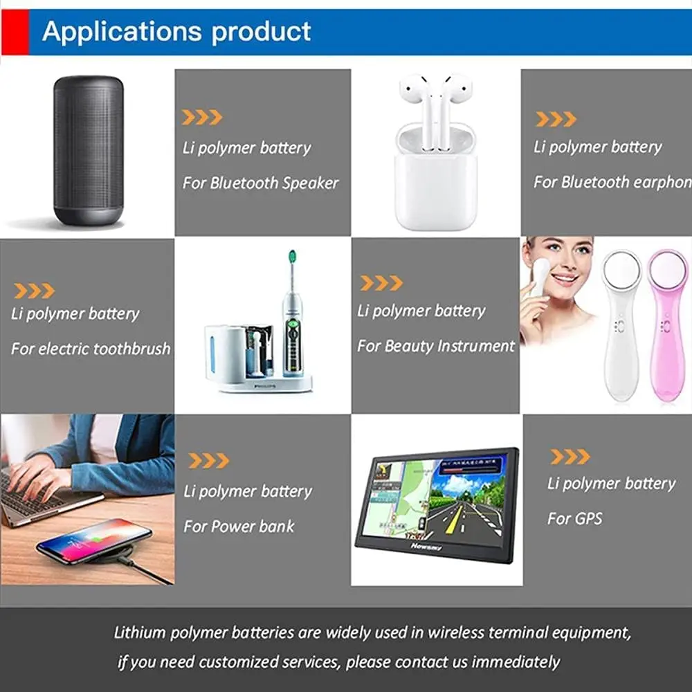 3.7V 1100mAh 703048 Lipo Battery Rechargeable Lithium Polymer ion Battery Pack