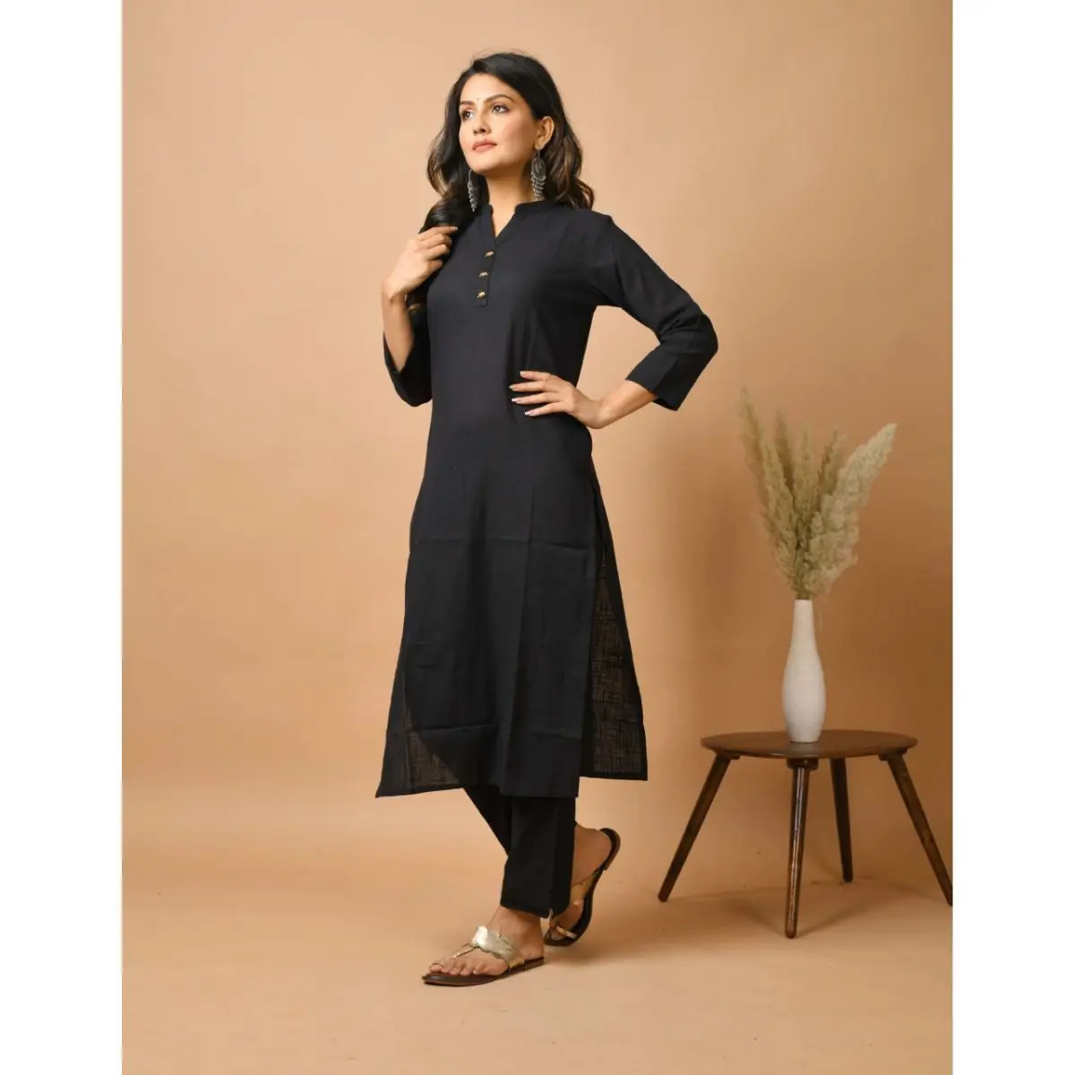 Designer wear Cotton Solid Casual Kurti With Pant Set