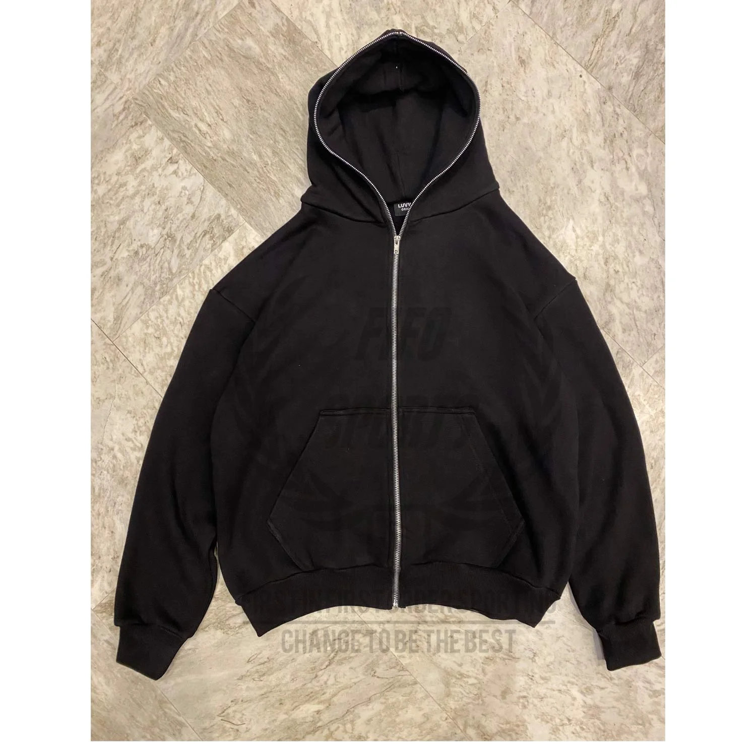 High quality bulk oversized heavyweight 36oz 465gsm unisex full face zip hoodie jacket custom blank cotton full zip up hoodies