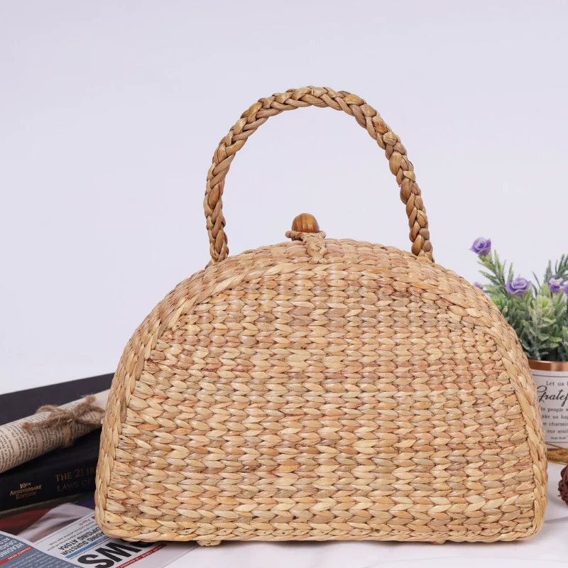 New Arrival 2022 Semicircle Women Purses Bags Handbags Wicker rattan bag rattan round bag wholesale