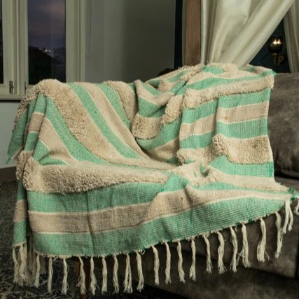 Bohemian Hand Tufted Cotton Throw Blanket Picnic Throw Ethnic Decor Sofa Throws