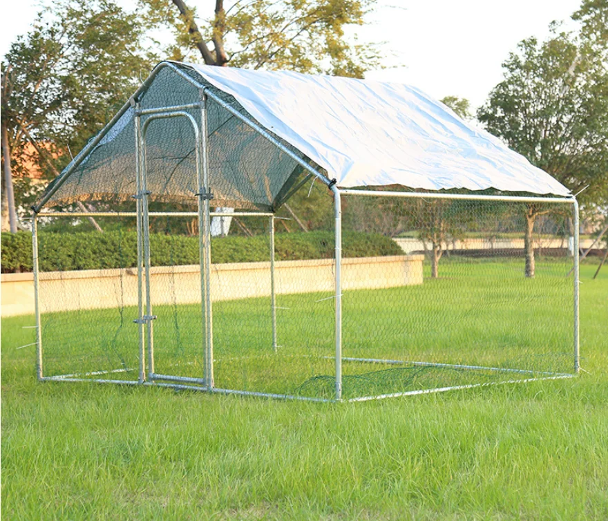3M x 2M Walk in Run Cage Coop for Poultry Cat Rabbit with no Gap Metal Door Free Rabbit Roof Cover