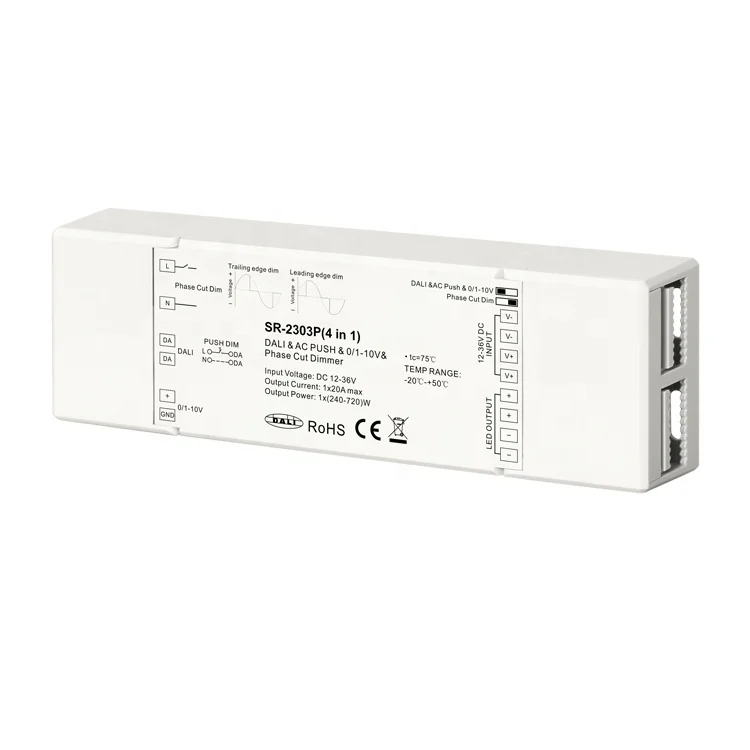 Multifunction 0-10v dali triac dimmer, with push dimming 4 in 1
