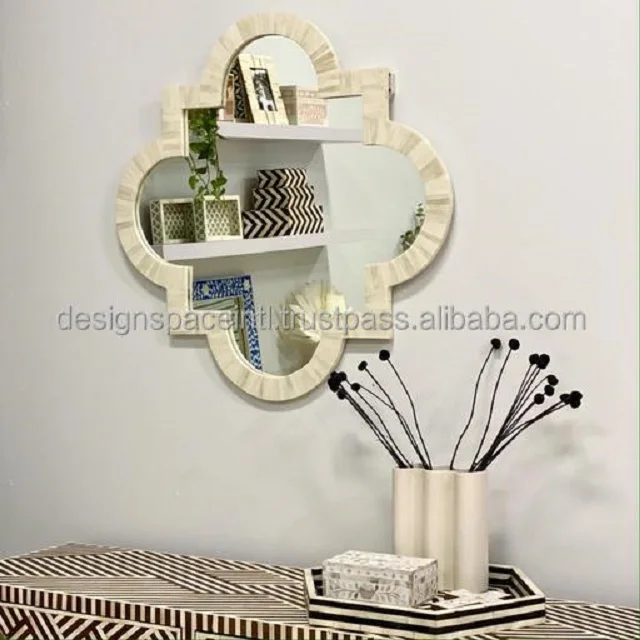  Необычное зеркальное настенное зеркало цвета слоновой кости с костяной инкрустацией по разумной цене