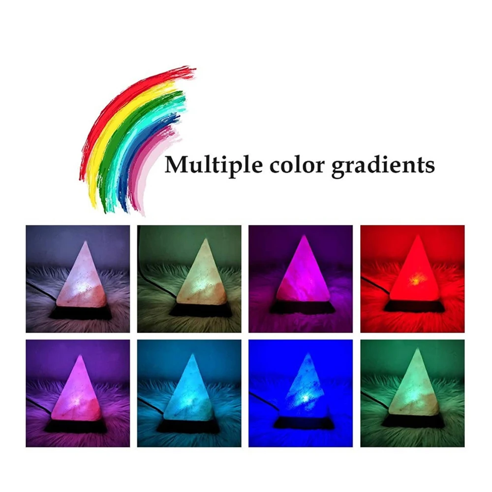 Хрустальный камень чистая и натуральная пирамида Гималайская солевая лампа ночник с регулируемой яркостью