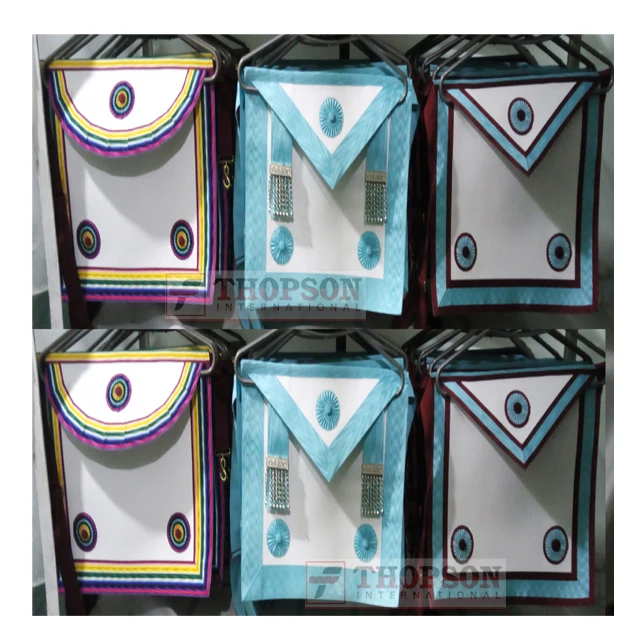 Masonic Craft past Master Mason Apron Embroidered Leather and Fabric Master Mason Apron for Freemason with Embroidery Patch