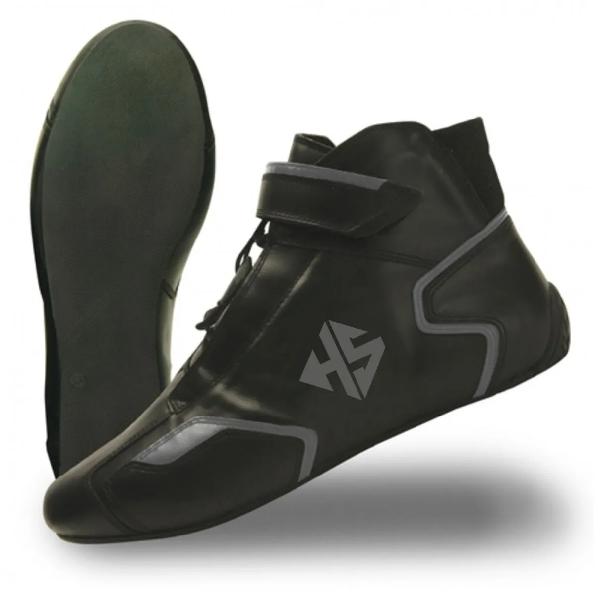 New Comfort Leather Black Kart Racing Shoes/Genuine leather car racing shoes