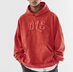 oem odm custom logo private label wholesale factory pigment dye embroidery hoody 3d puff embroidery hoodie for men