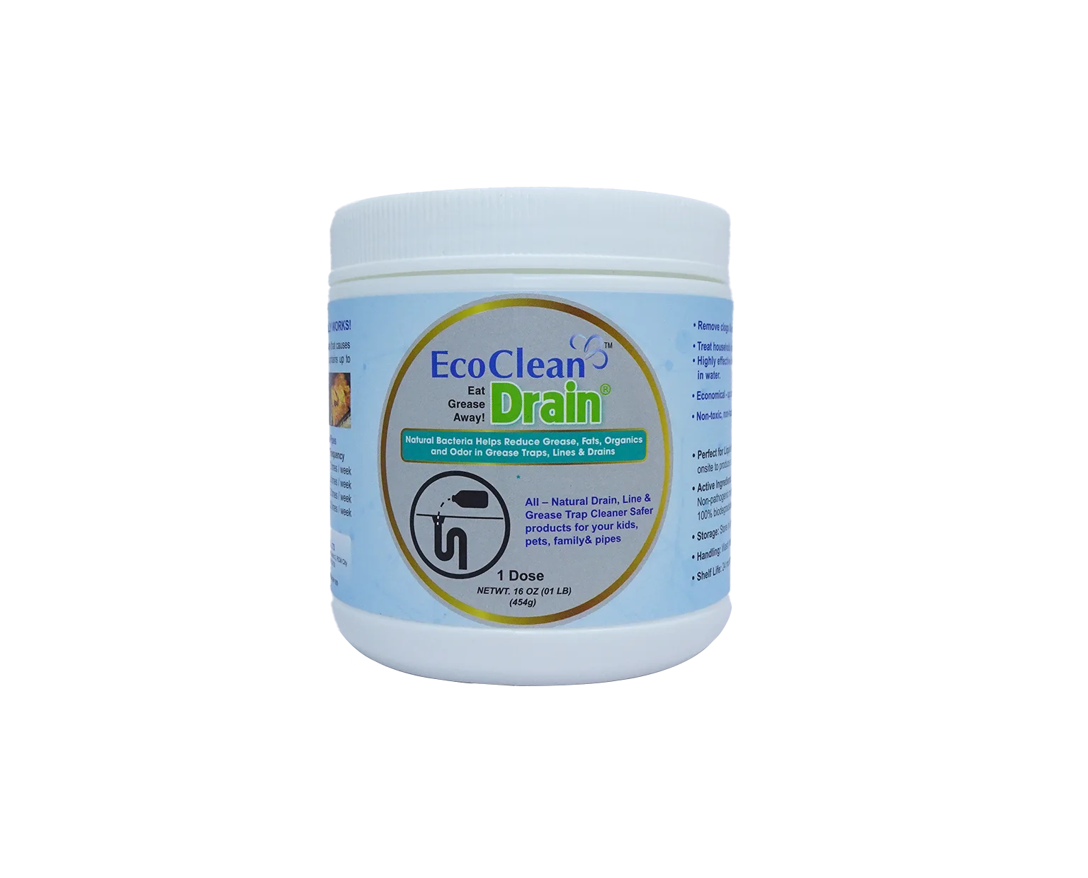 
EcoClean Drain - 454 Gram - Grease Eating Bacteria For Drain 