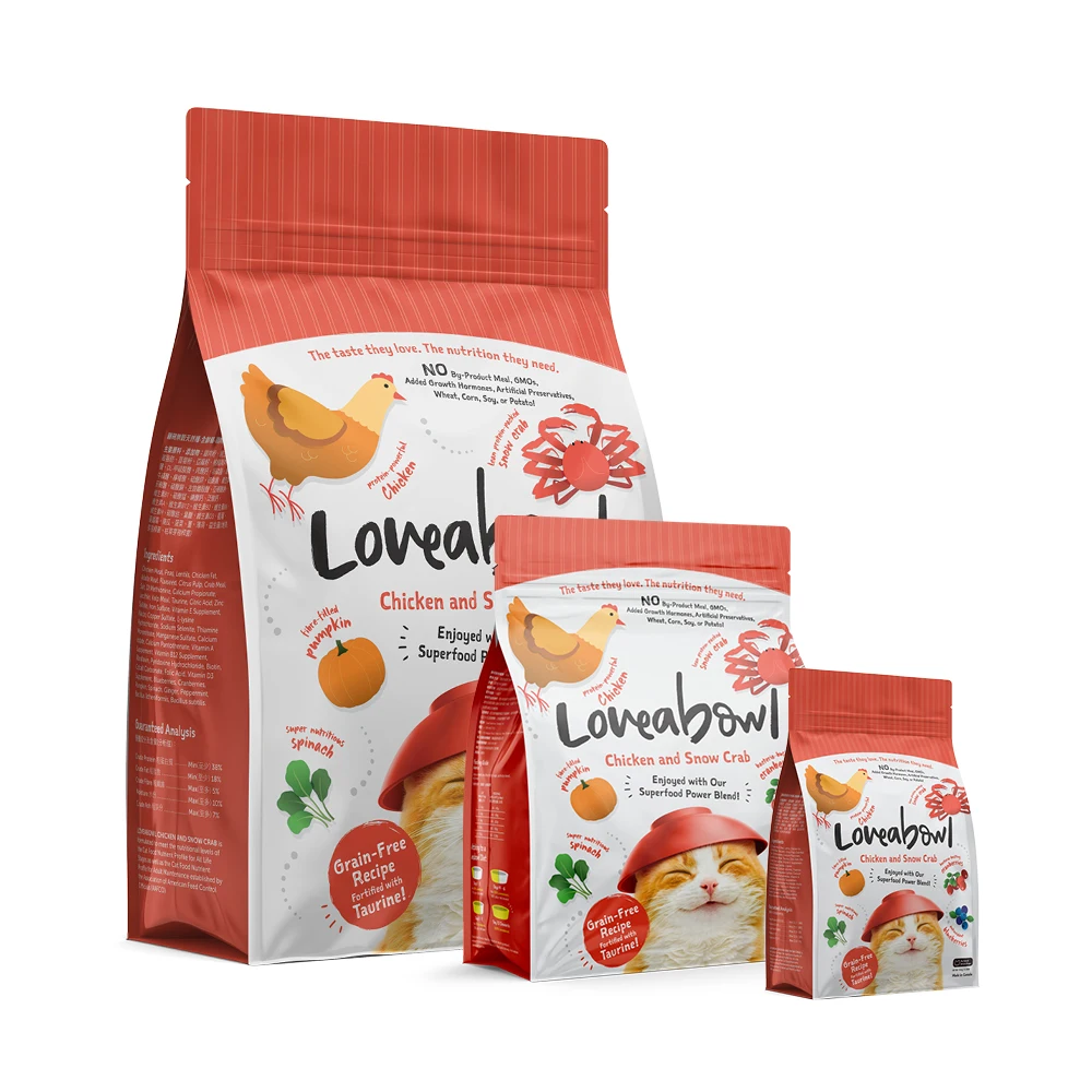 
Loveabowl Brand 2.20LB Cat Dry Food Canada Origin Low Fat High Protein Chicken Snow Crab Healthy Bones Cat Food 