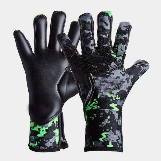 Goalkeeper Gloves in a Black and Charcoal Grey Green