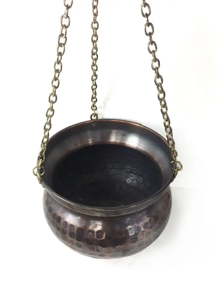 Handmade Hand Hammered Antique Look Flower Pot With Copper Hanging 11cm-15cm-17cm-20cm