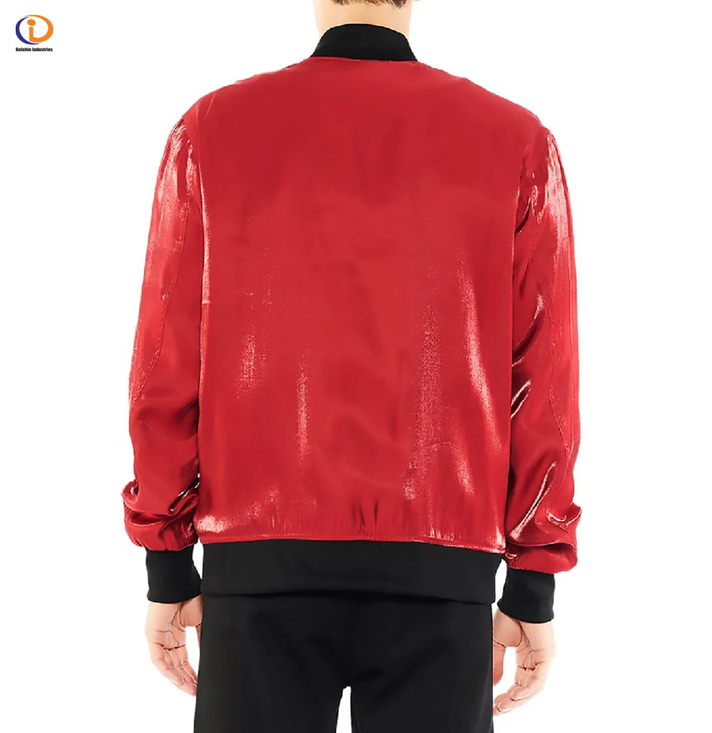 Hot New Mens Full Zip Plain Red Bomber Jacket Ribbed Collars, Cuffs And Waistband Bomber Jackets